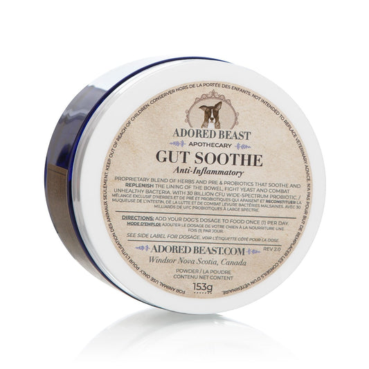Adored Beast Gut Soothe 153g 30 billion CFU probiotic and herbal supplement for dogs and cats
