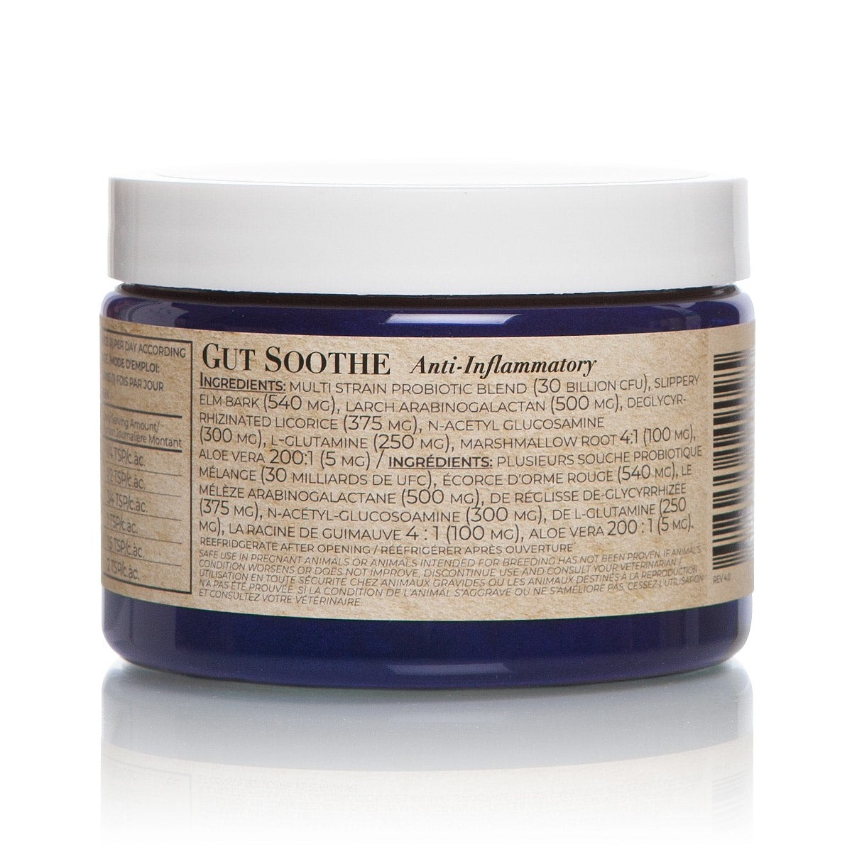 Adored Beast Gut Soothe 30 billion CFU probiotic and herbal supplement for dogs and cats ingredients