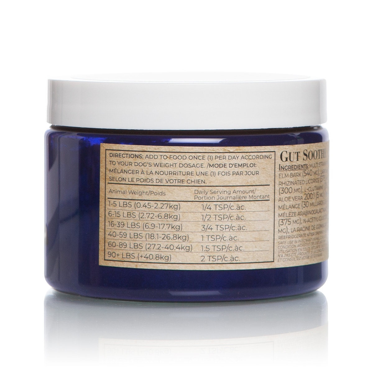 Adored Beast Gut Soothe 30 billion CFU probiotic and herbal supplement for dogs and cats instructions