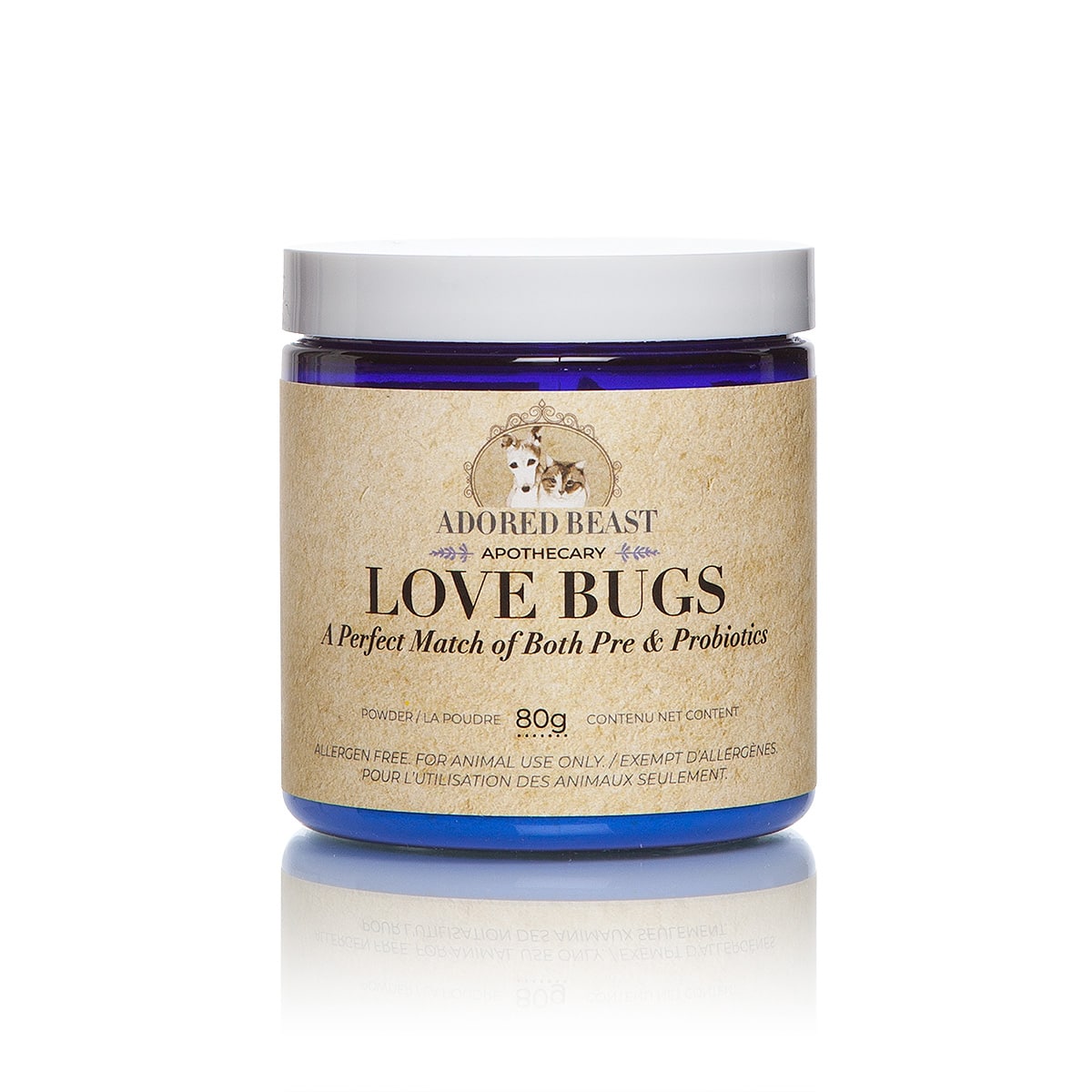 Adored Beast Love Bugs 80g pre and probiotic supplement 30 billion CFU for dogs and cats