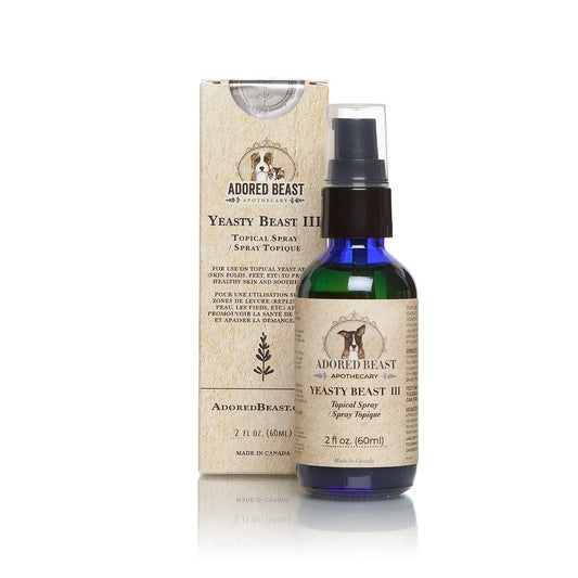 Adored Beast Yeasty Beast III soothes itchy skin and controls topical yeast in dogs box