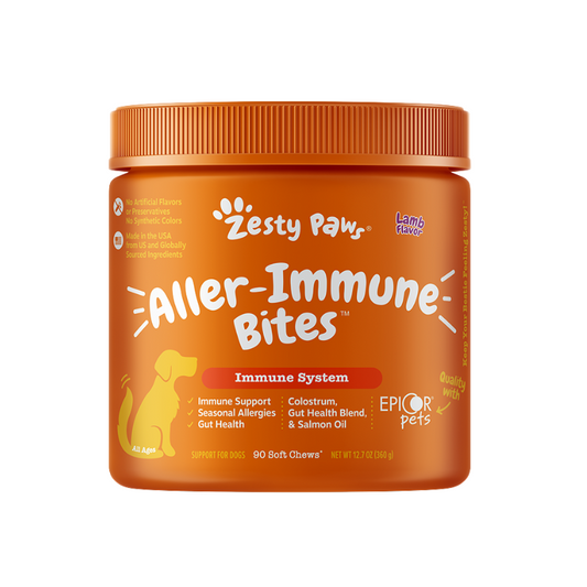 Zesty Paws Allergy & Immune Support Bites for Dogs - Salmon, Lamb, Peanut Butter, Mini Lamb
