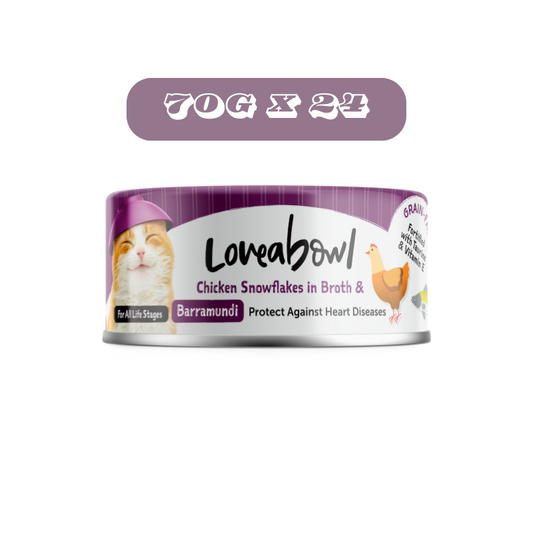 Loveabowl Cat Chicken Snowflakes & Barramundi in Broth