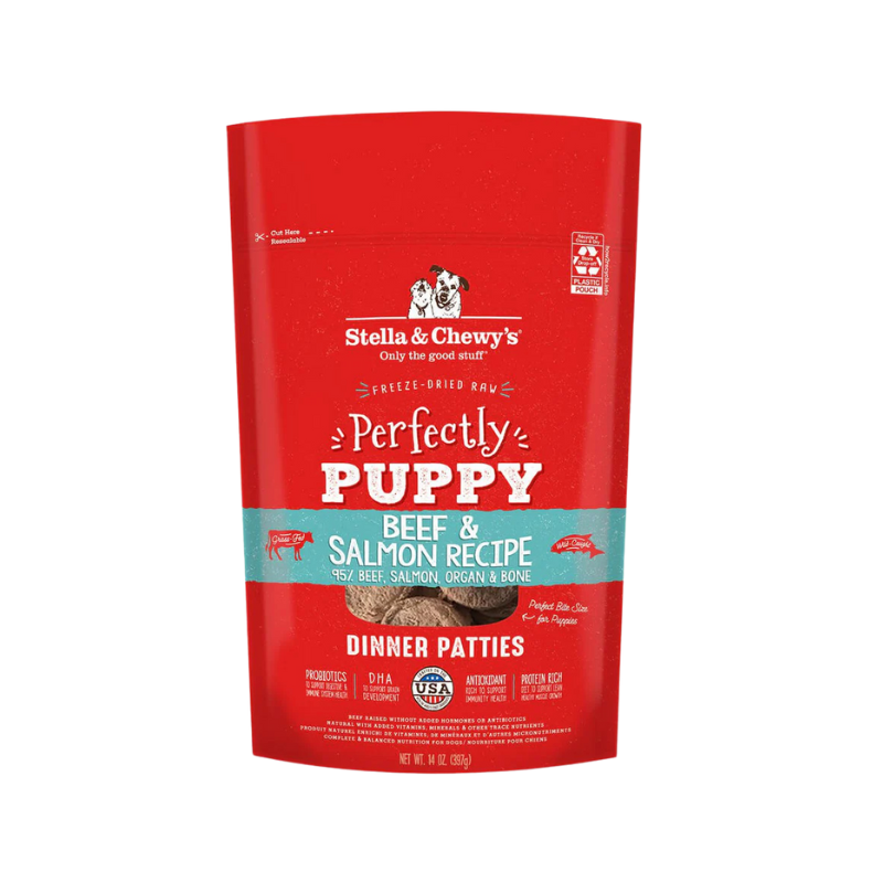 Stella & Chewy's Dog Freeze-Dried Dinner Patties - Perfectly Puppy Beef & Salmon 14oz