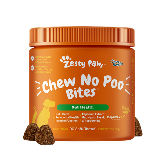 Zesty Paws Gut Health & Digestive Support Supplement for Dogs - Stay Green(Gut Health), No Poo (Stool Support)