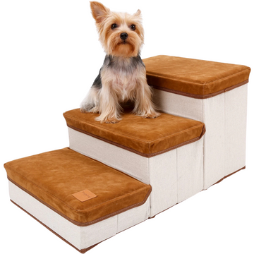 Foldable 3-tier Pet Stairs with Storage