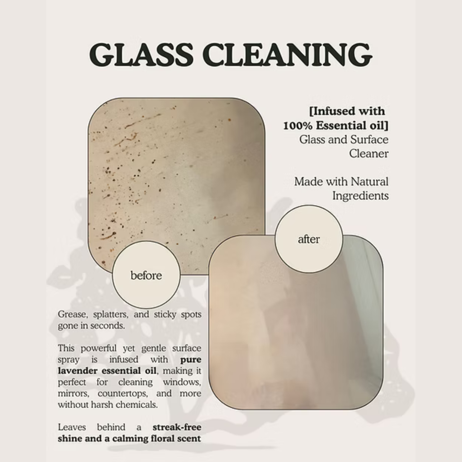 G-Natural Glass & Surface Cleaner – Lavender before/after effect