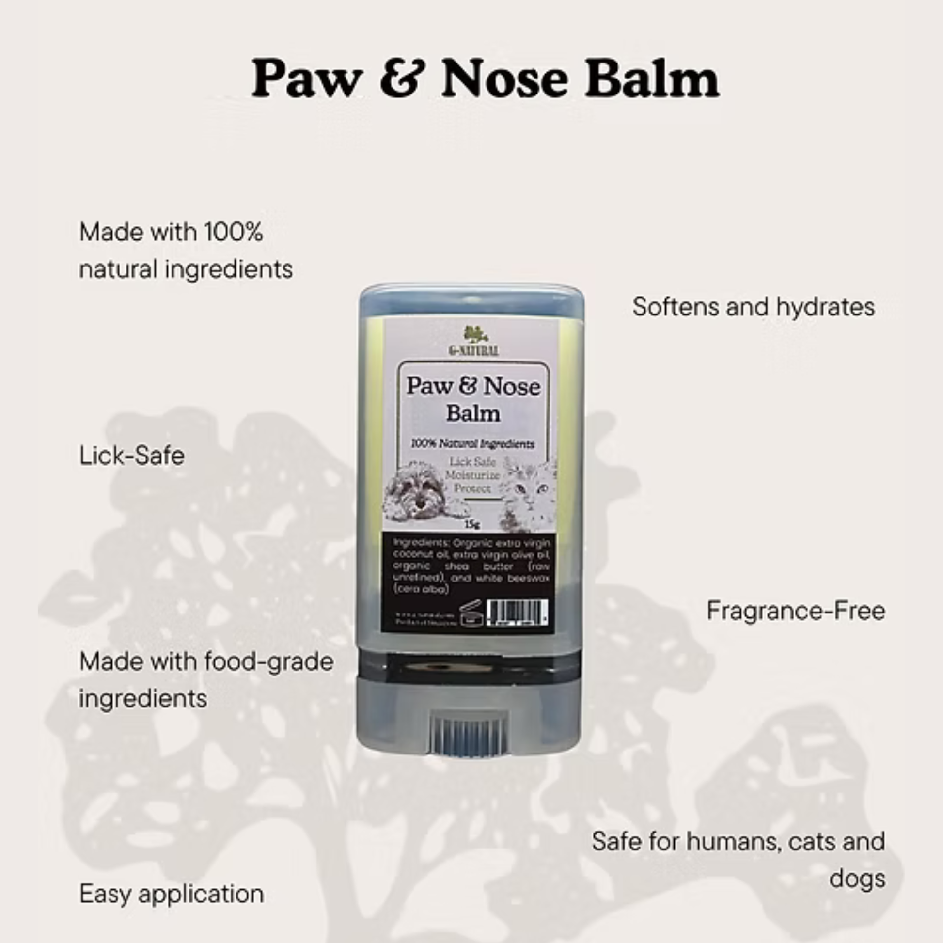 G-natural Paw and Nose Balm with ingredients and benefits