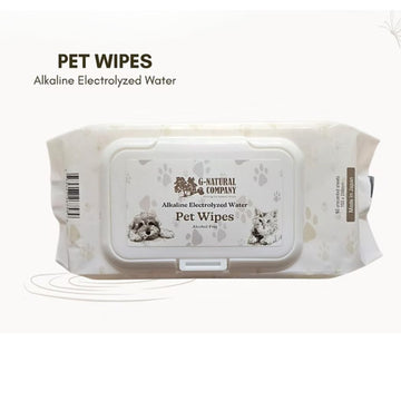 G-Natural Pet Wipes (Alkaline Electrolyzed Water) for Dogs and Cats — 60-sheet pack, fragrance-free and alcohol-free, made in Japan.