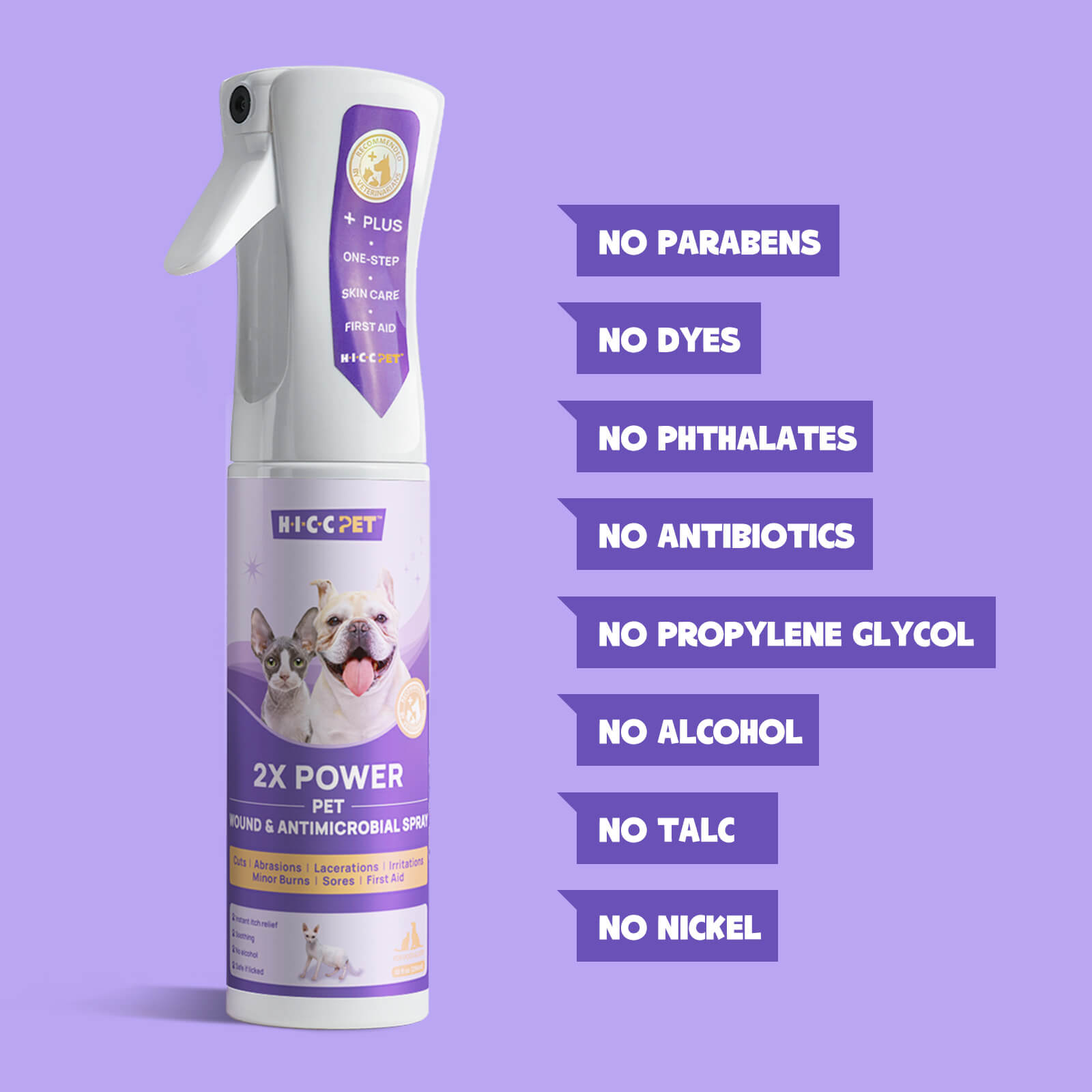 HICC Pet® 2X Power Wound & Antimicrobial Spray for Dogs & Cats