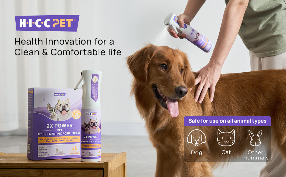 HICC Pet® 2X Power Wound & Antimicrobial Spray for Dogs & Cats