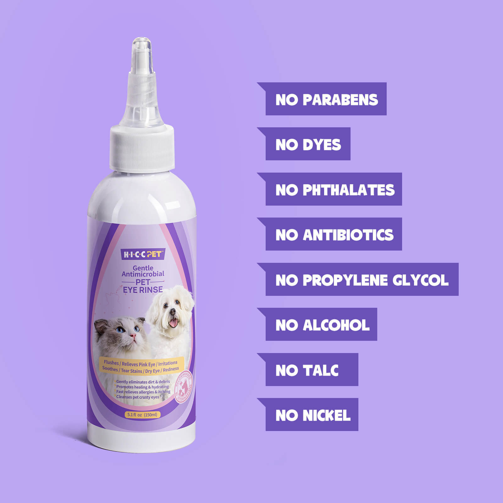 HICC Pet® Gentle Antimicrobial Eye Rinse for Dogs & Cats