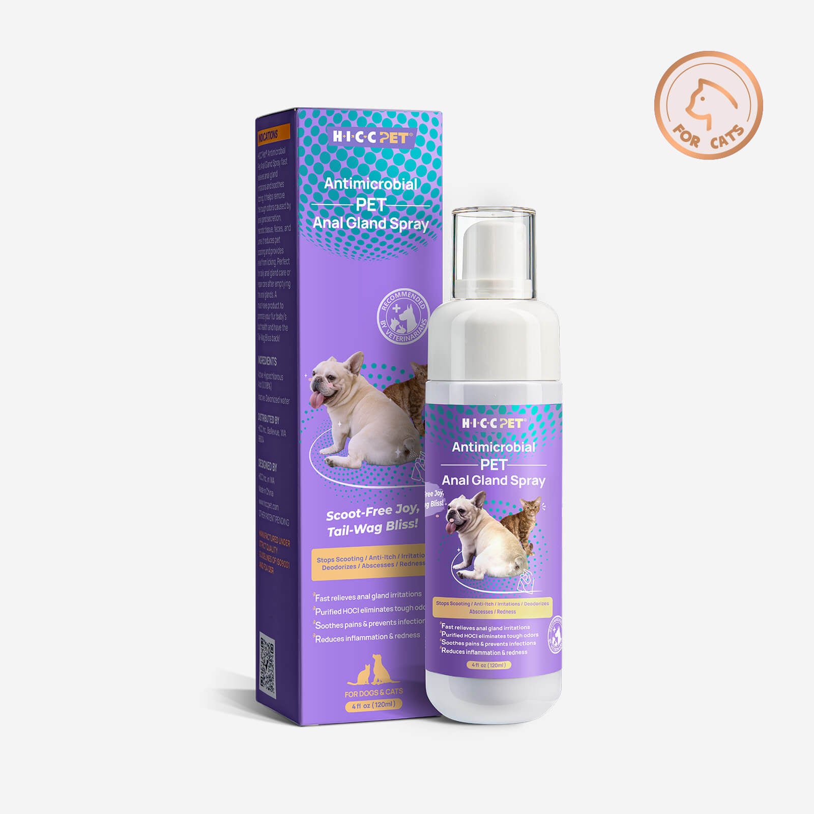 HICC Pet® Antimicrobial Anal Gland Spray for Dogs & Cats
