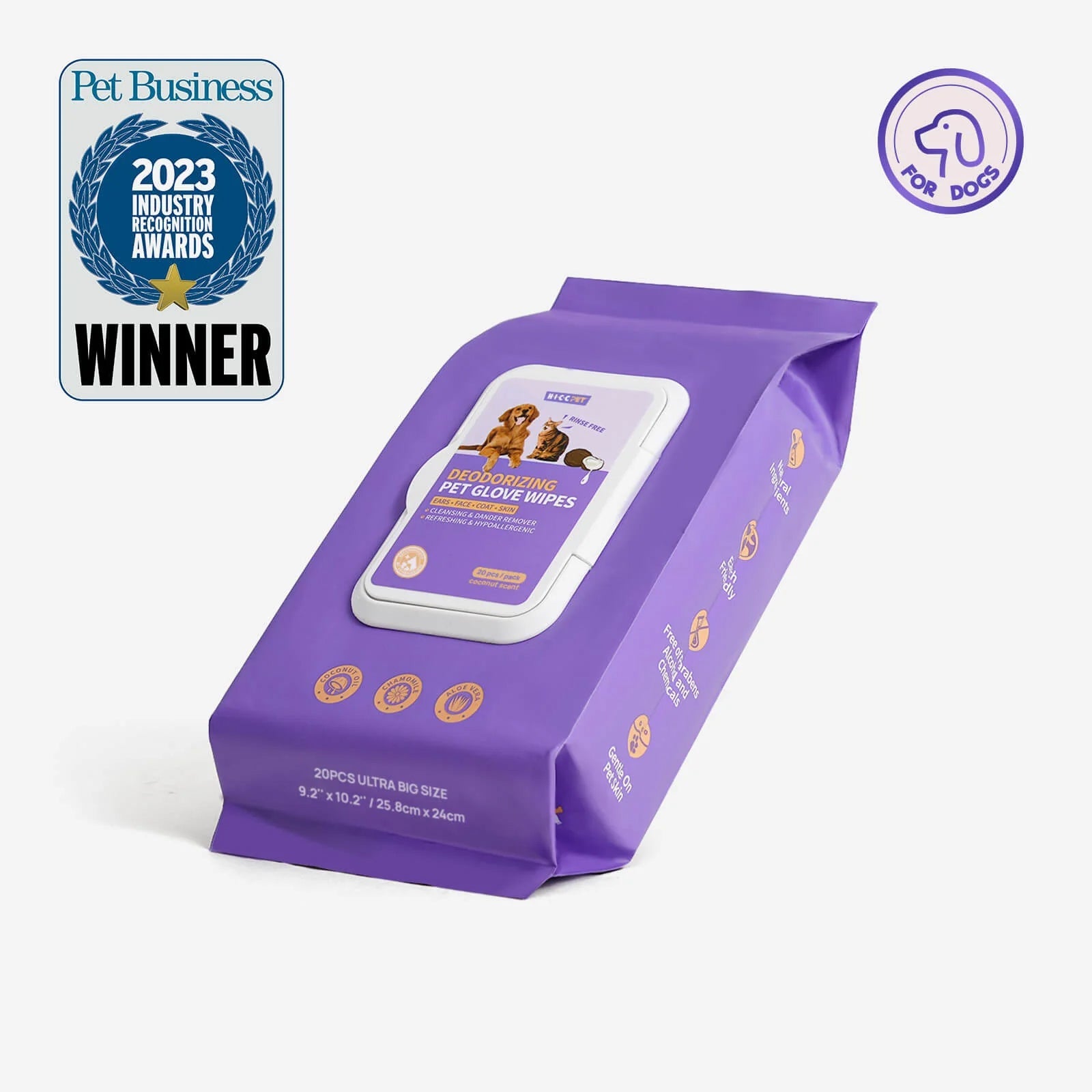 HICC Pet® Deodorizing Glove Wipes for Dogs & Cats