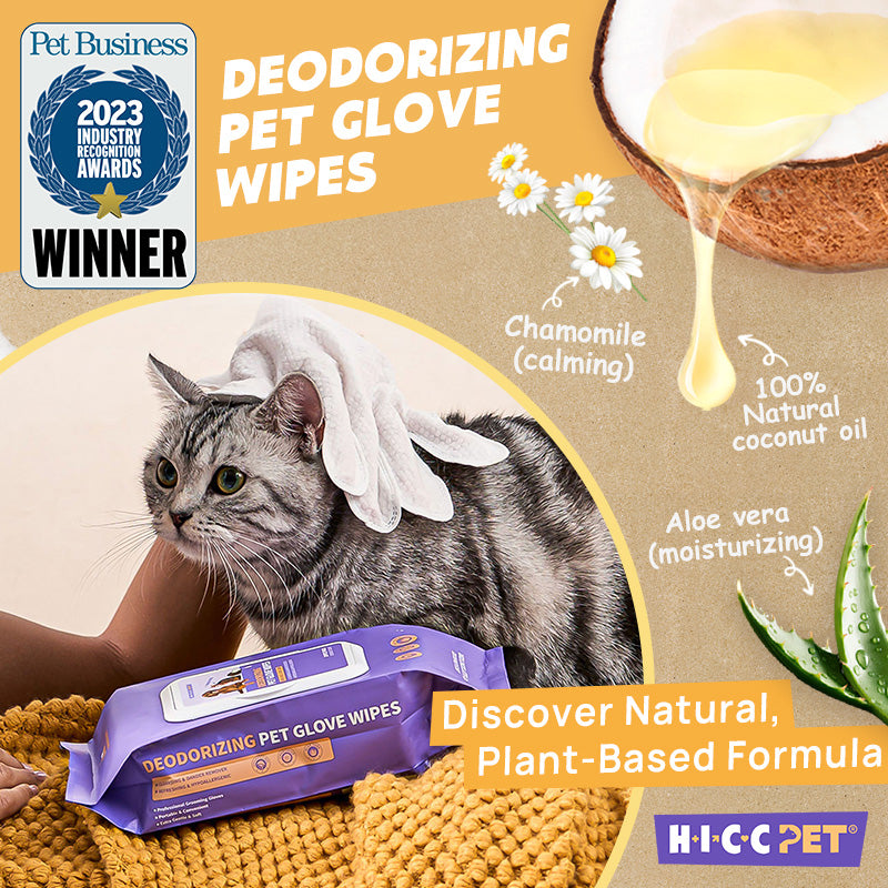 HICC Pet® Deodorizing Glove Wipes for Dogs & Cats