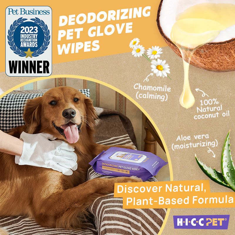 HICC Pet® Deodorizing Glove Wipes for Dogs & Cats