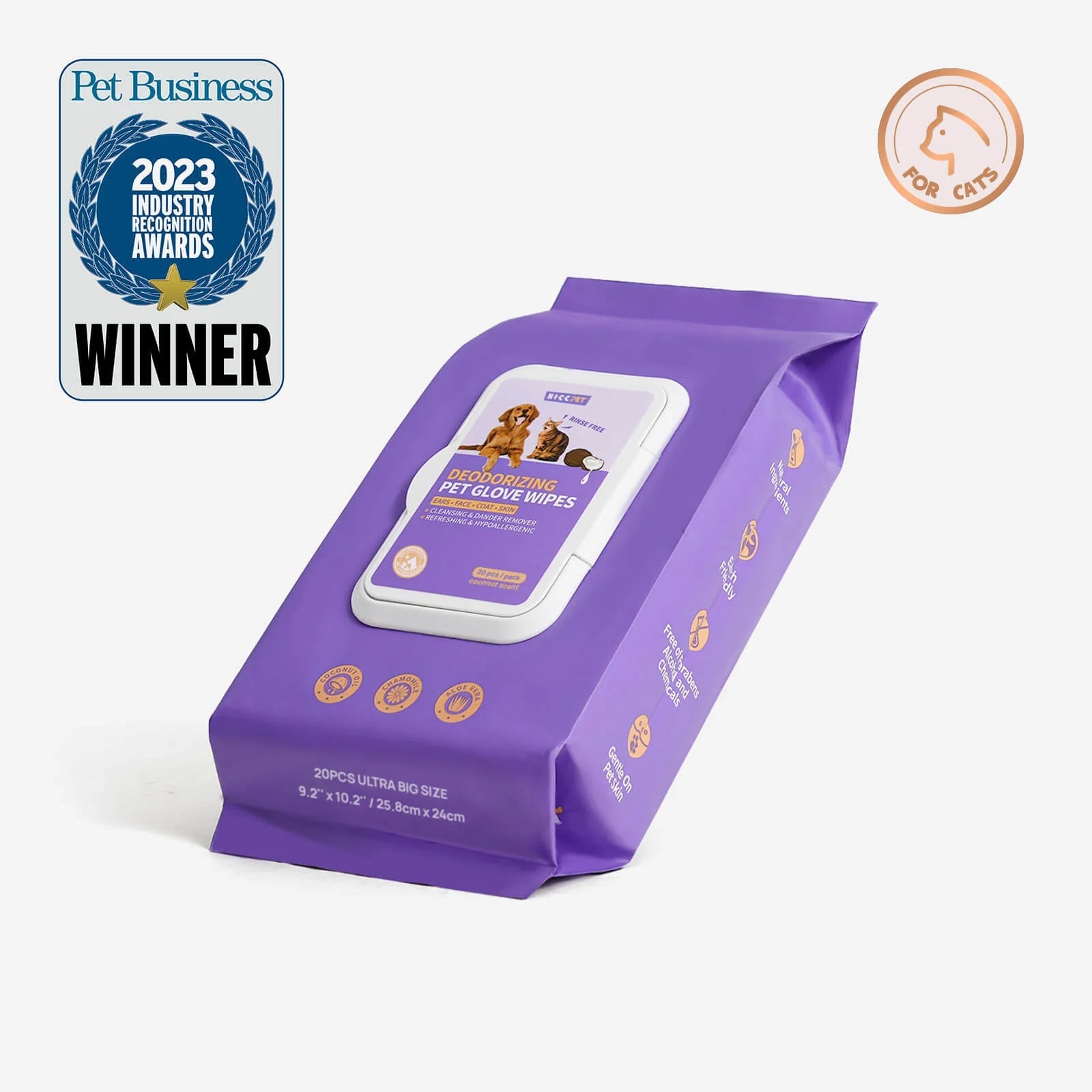 HICC Pet® Deodorizing Glove Wipes for Dogs & Cats