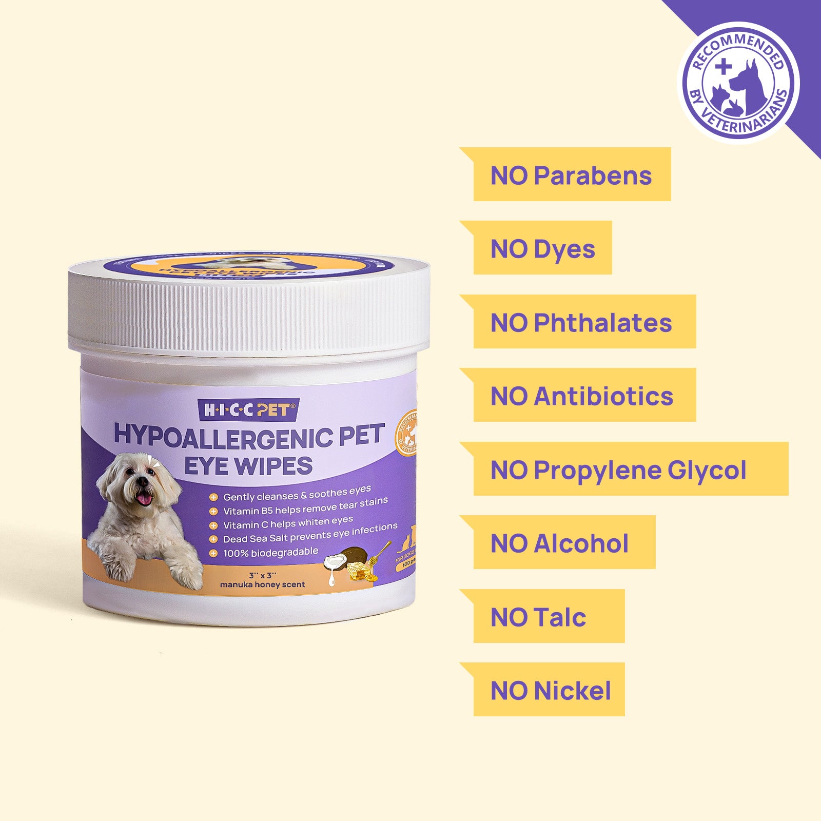 HICC Pet® Hypoallergenic Eye Wipes for Dogs & Cats