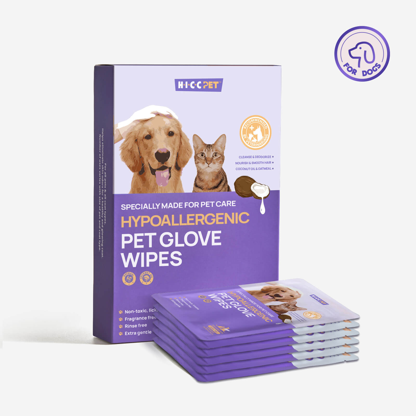 HICC Pet® Hypoallergenic Glove Wipes for Dogs & Cats