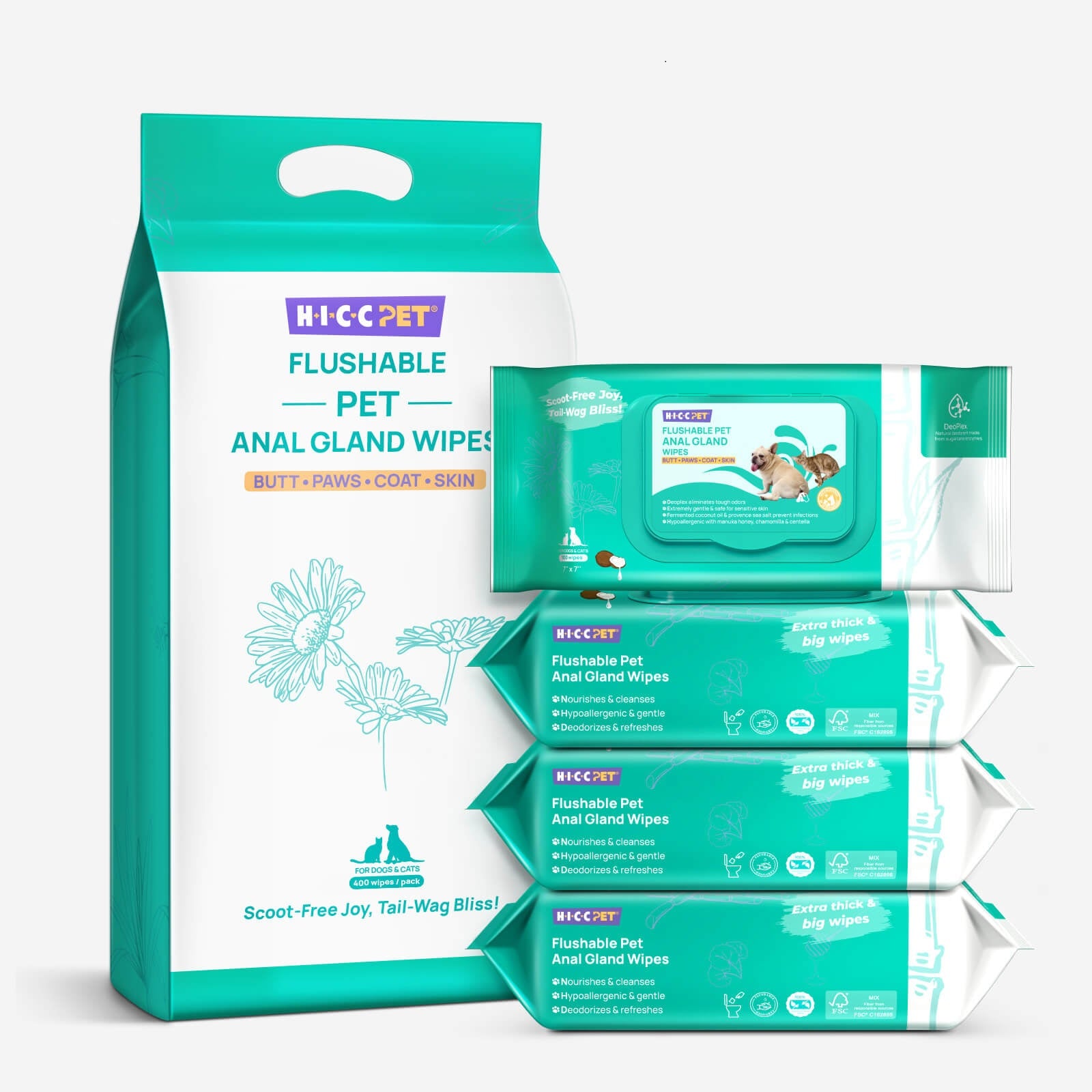 HICC Pet® Portable Sensitive Anal Gland Wipes for Dogs & Cats