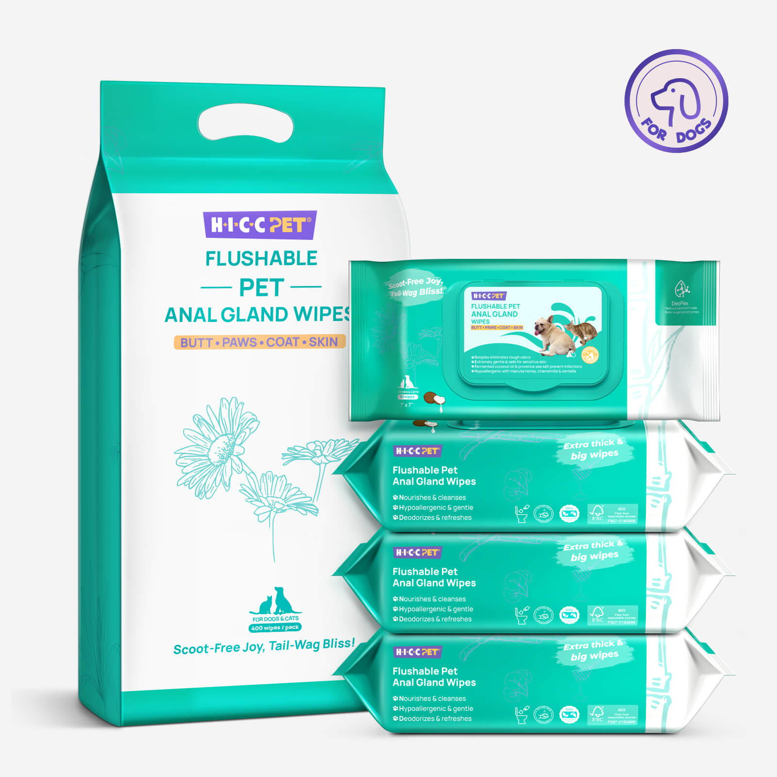 HICC Pet® Portable Sensitive Anal Gland Wipes for Dogs & Cats