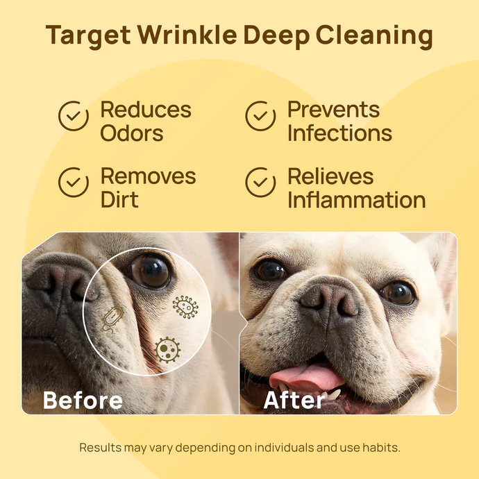 HICC Pet® Wrinkle Wipes for Dogs & Cats — 100pcs (Unscented)
