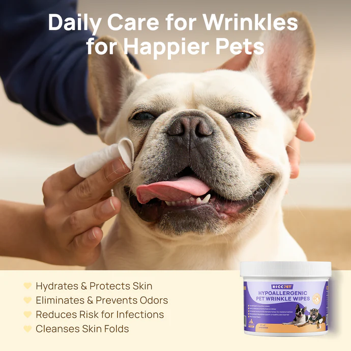 HICC Pet® Wrinkle Wipes for Dogs & Cats — 100pcs (Unscented)