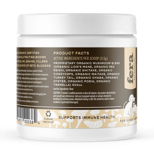Fera Pets Organic Mushroom Blend for Immune Support 2.12oz