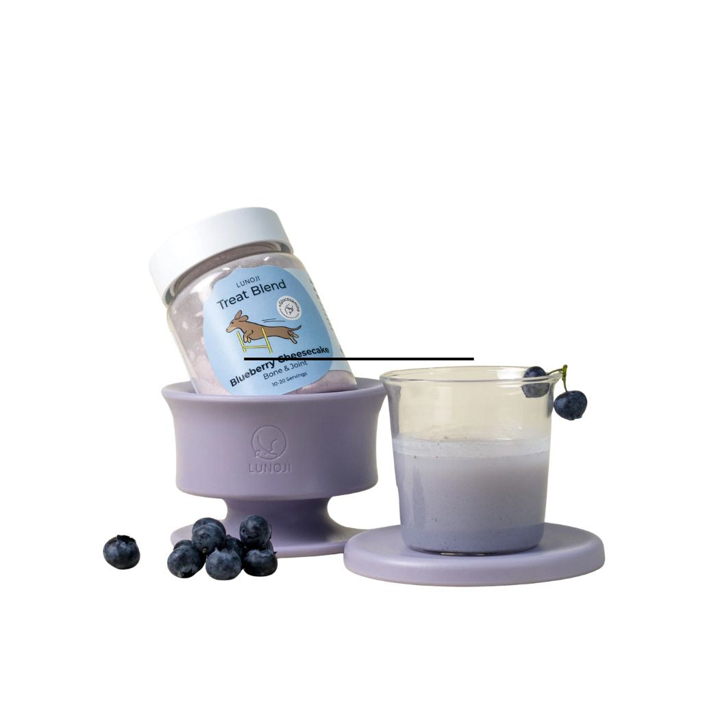 Blueberry Cheesecake frozen dog treat blend for joint and bone support in trove