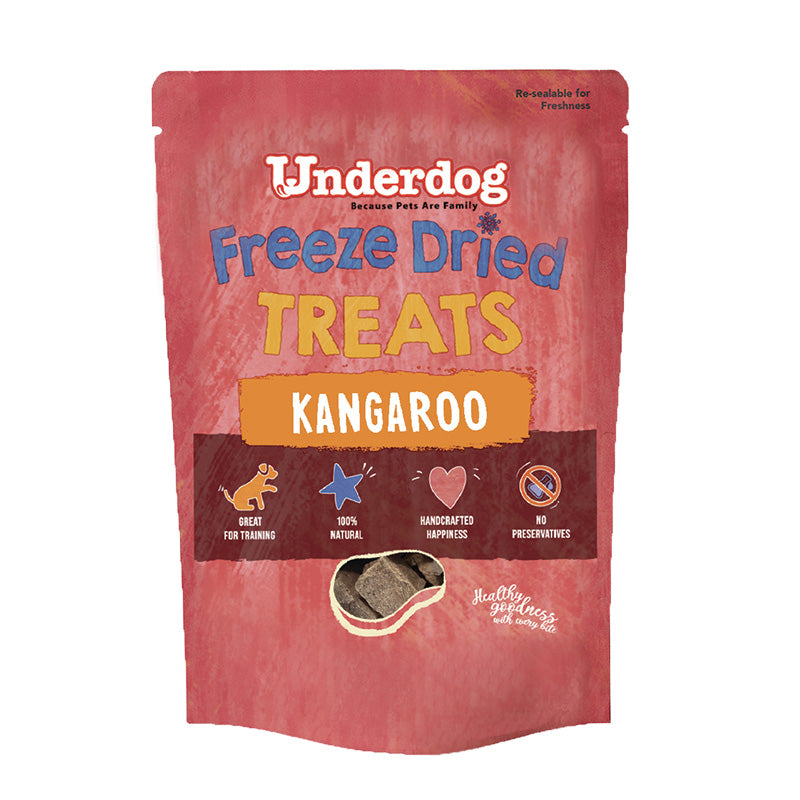 Underdog Freeze Dried Kangaroo Dog Treats 60g - Single Ingredient Grain Free Made in Singapore
