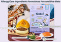 Notti Allergy Care kibble with fresh salmon, pumpkin and bag, styled flat lay