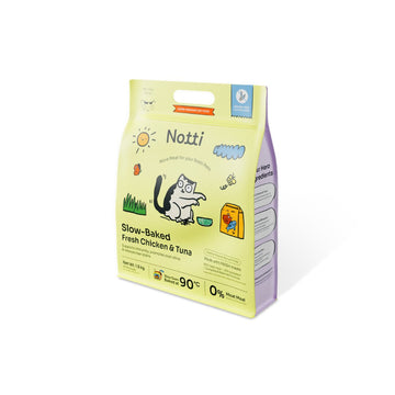 Notti Slow-Baked Fresh Chicken & Tuna super premium cat food, 1.5kg bag front packaging