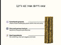 Notti dental chew close-up showing functional grooves, firm porous texture and real meat and veggie ingredients