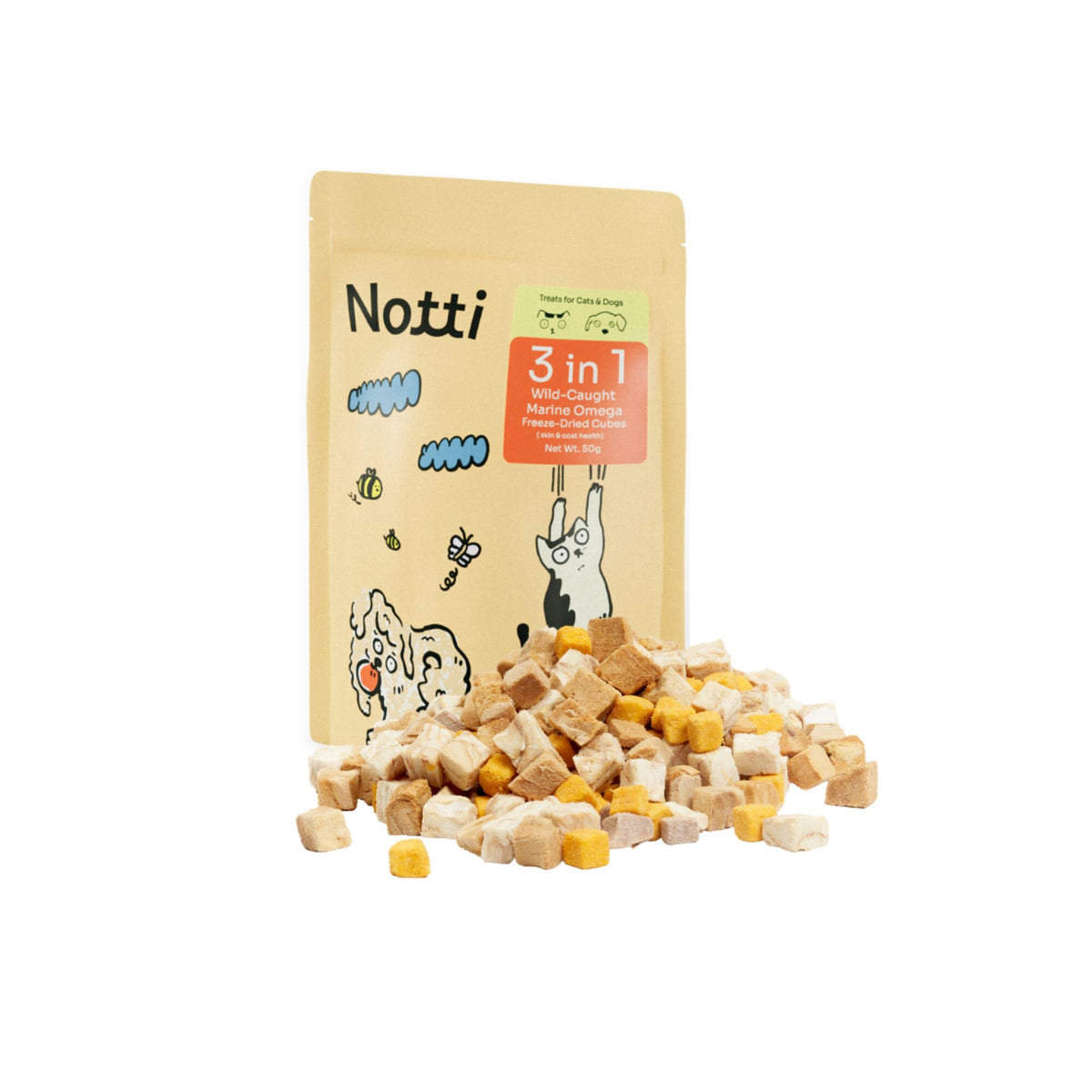 Notti 3-in-1 Wild-Caught Marine Omega Freeze-Dried Cubes pack (50g) 