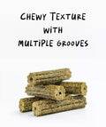 Stack of Notti Plaque Control Dental Chews showing the chewy texture and multiple cleaning grooves