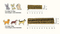 Notti dental chew size guide. Medium/large chew is 11cm long and 2.3cm in diameter, for dogs over 15kg