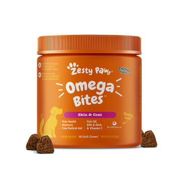 Zesty Paws Skin & Coat Support Supplement for Dogs - Chicken, Salmon