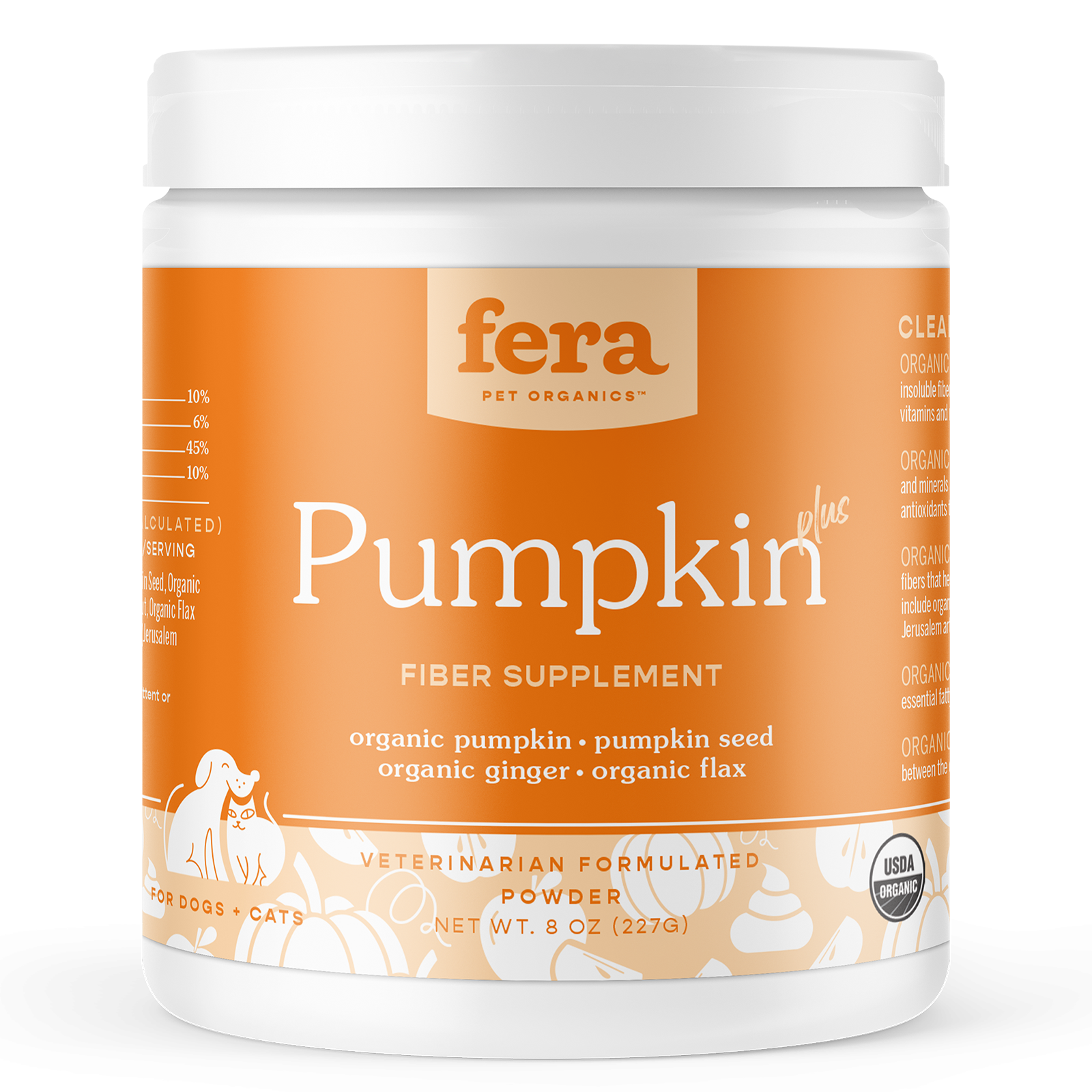Fera Pets Organic Pumpkin Plus for Gut Support for Dogs and Cats 8oz
