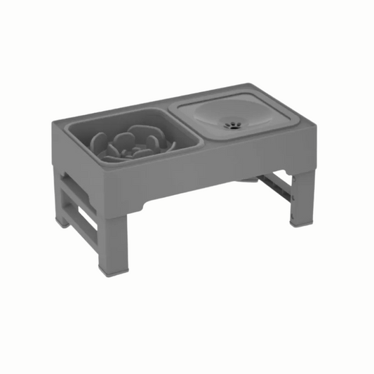 Elspet Elevated Double Bowl - Slow bowl (Black/ Grey)