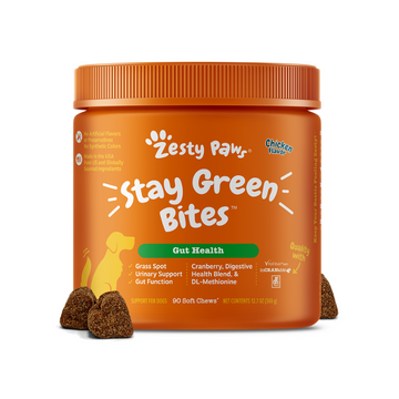 Zesty Paws Gut Health & Digestive Support Supplement for Dogs - Stay Green(Gut Health), No Poo (Stool Support)