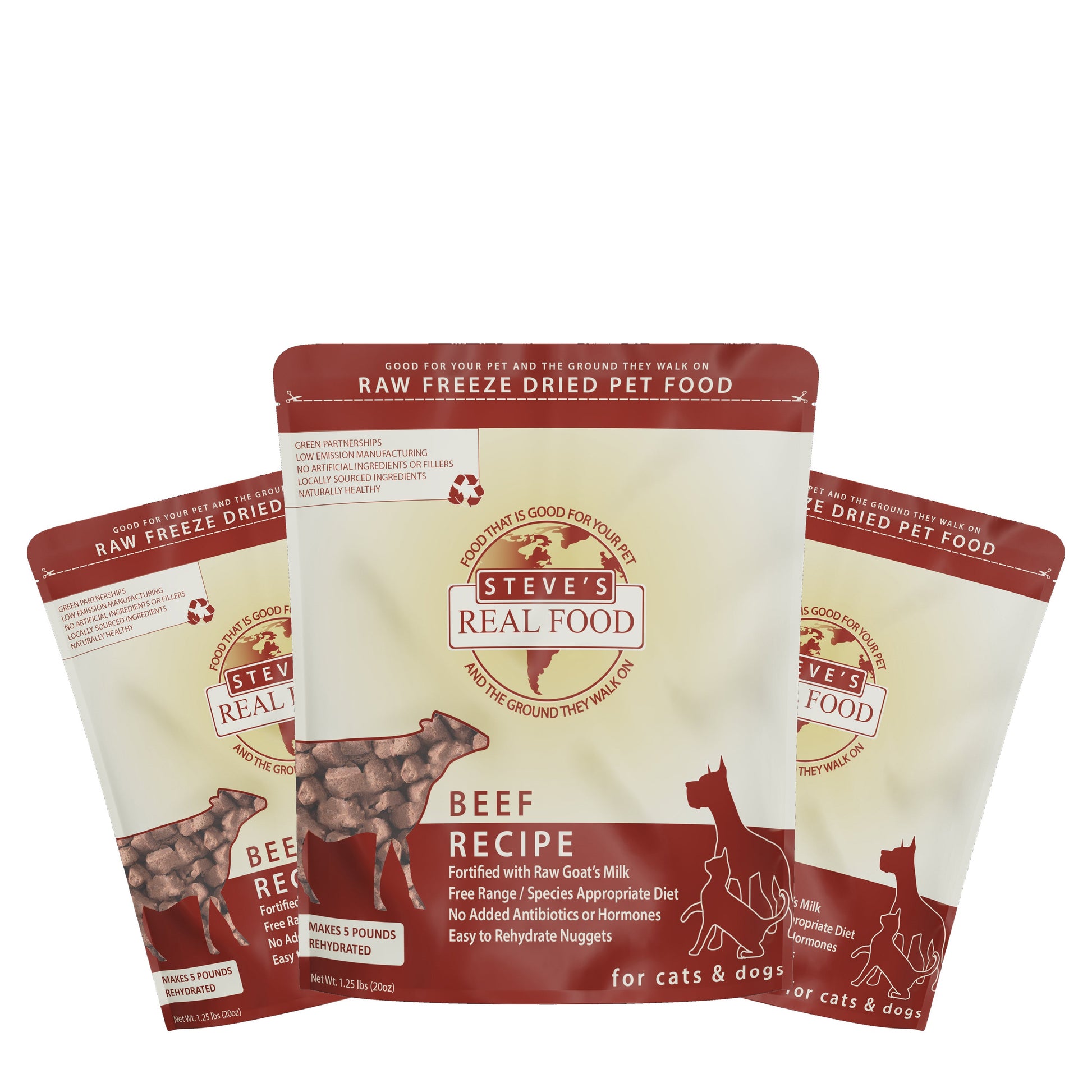 Steve's Real Food Freeze-Dried Beef Nuggets for Dogs & Cats Bundle 3x20oz - Pawmrkt Singapore
