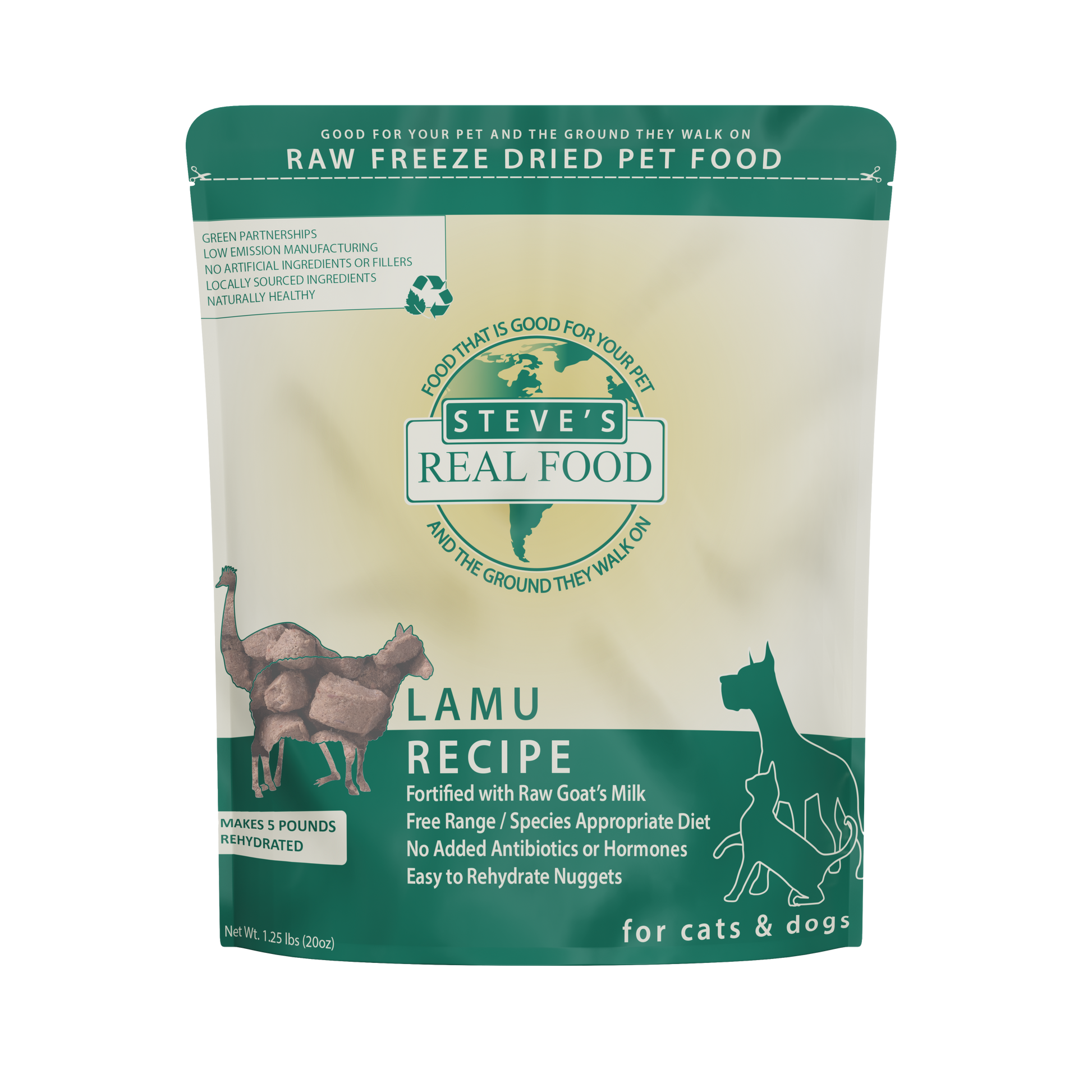 Steve's Real Food Freeze-Dried Lamu (Lamb) Nuggets for Dogs & Cats 20oz - available at Pawmrkt Singapore