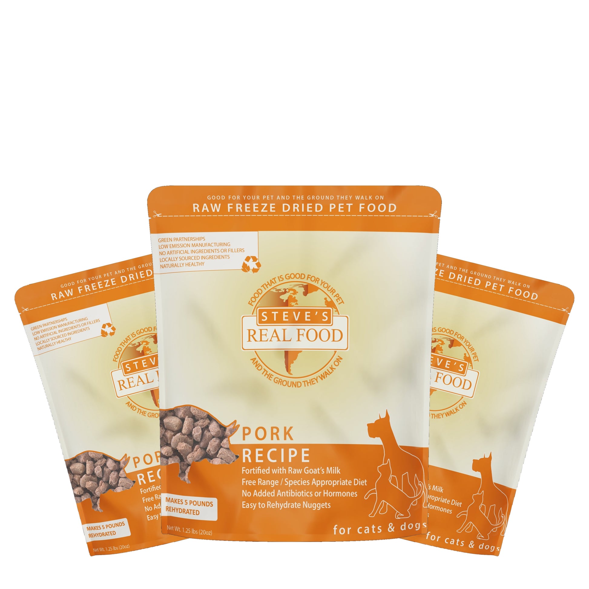 Steve's Real Food Freeze-Dried Pork Nuggets for Dogs & Cats Bundle 3x20oz - Pawmrkt Singapore
