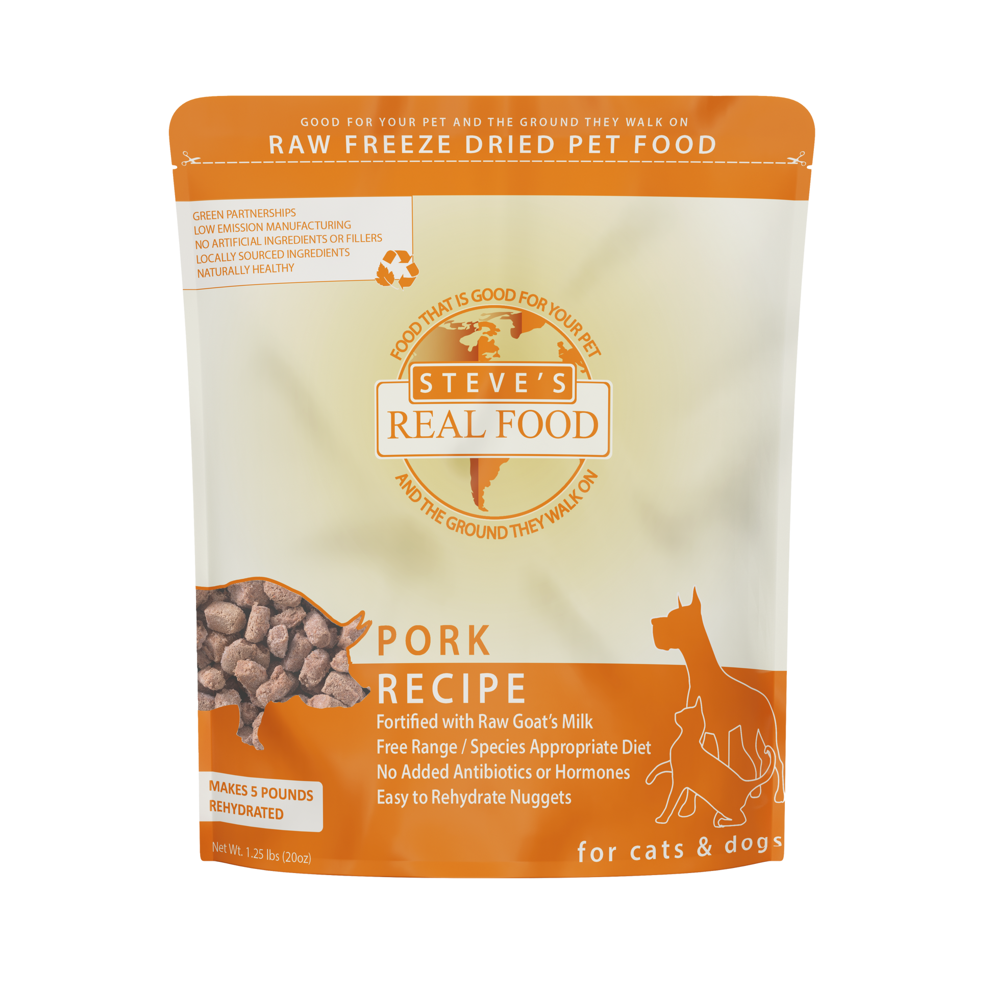 Steve's Real Food Freeze-Dried Pork Nuggets for Dogs & Cats 20oz - available at Pawmrkt Singapore
