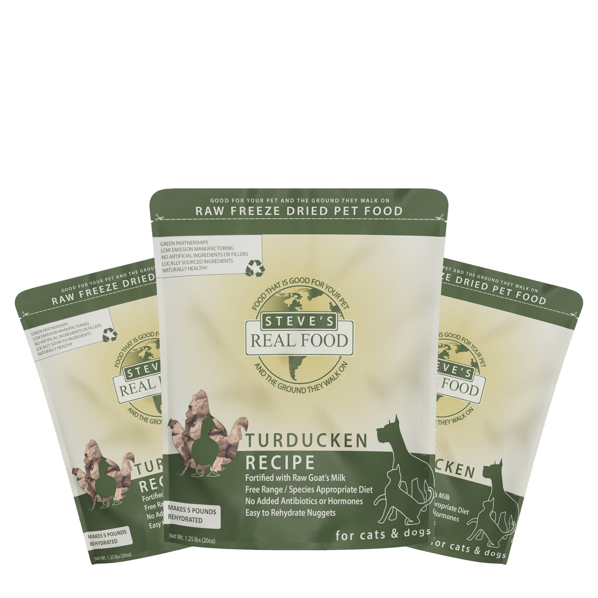 Steve's Real Food Freeze-Dried Turducken Nuggets for Dogs & Cats Bundle 3x20oz - Pawmrkt Singapore

