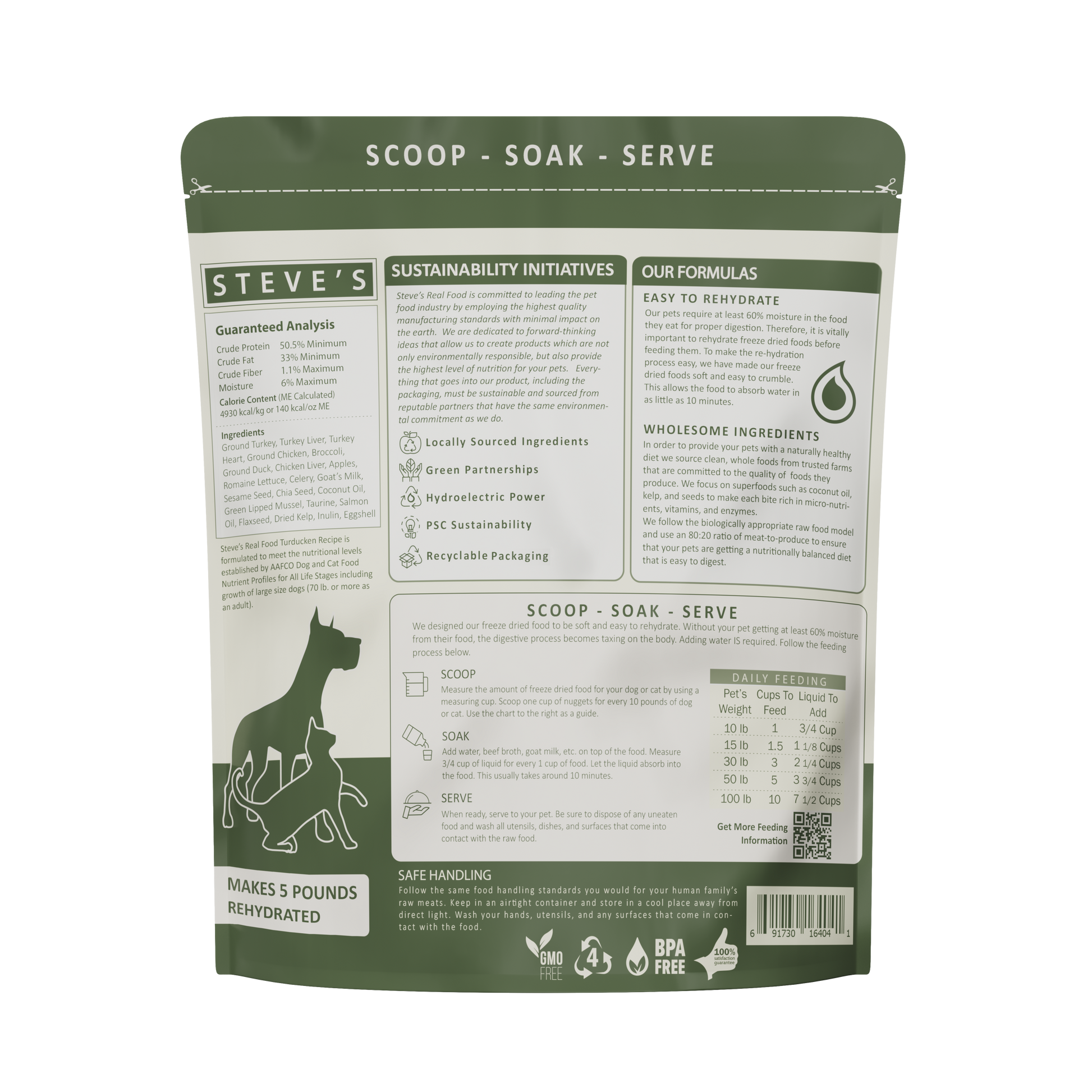 Steve's Real Food Freeze-Dried Turducken Nuggets for Dogs & Cats-Feeding information - Pawmrkt Singapore
