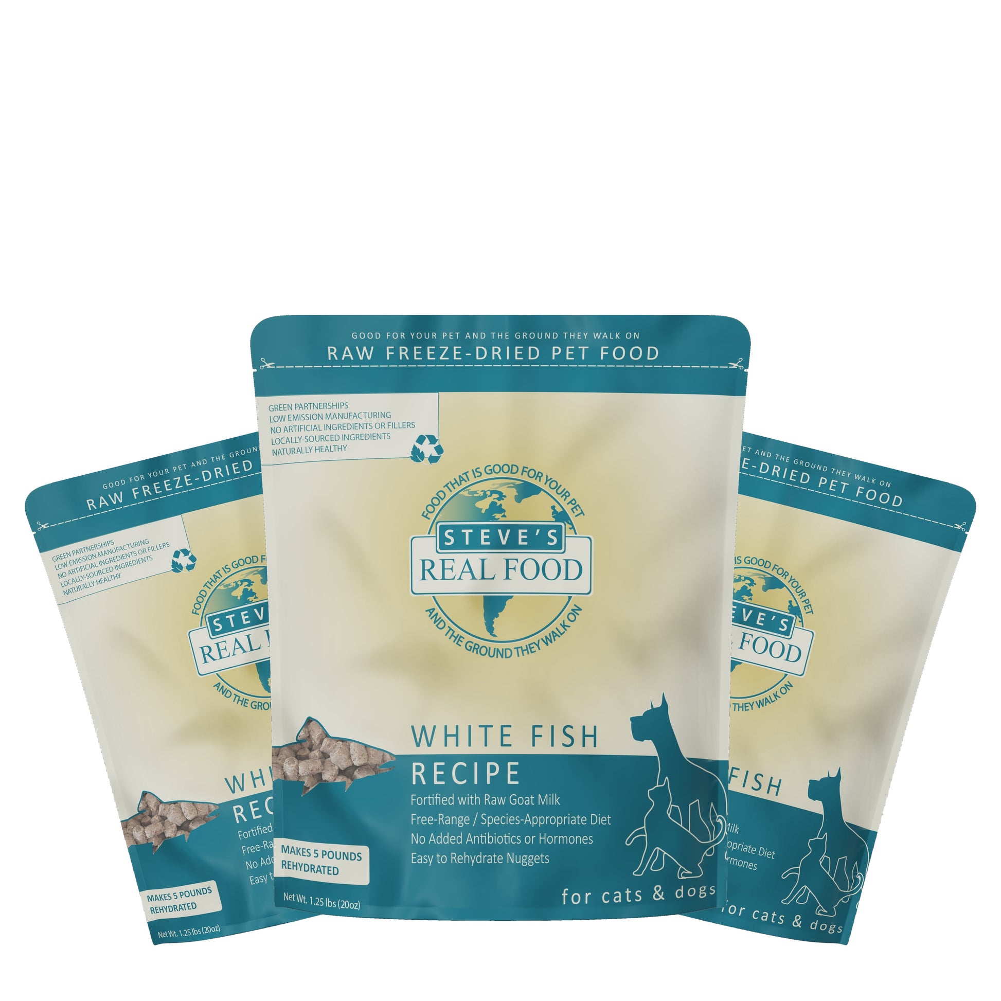Steve's Real Food Freeze-Dried White Fish Nuggets for Dogs & Cats Bundle 3x20oz - Pawmrkt Singapore

