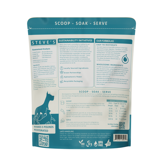 Steve's Real Food Freeze-Dried White Fish Nuggets for Dogs & Cats -Feeding information- Pawmrkt Singapore
