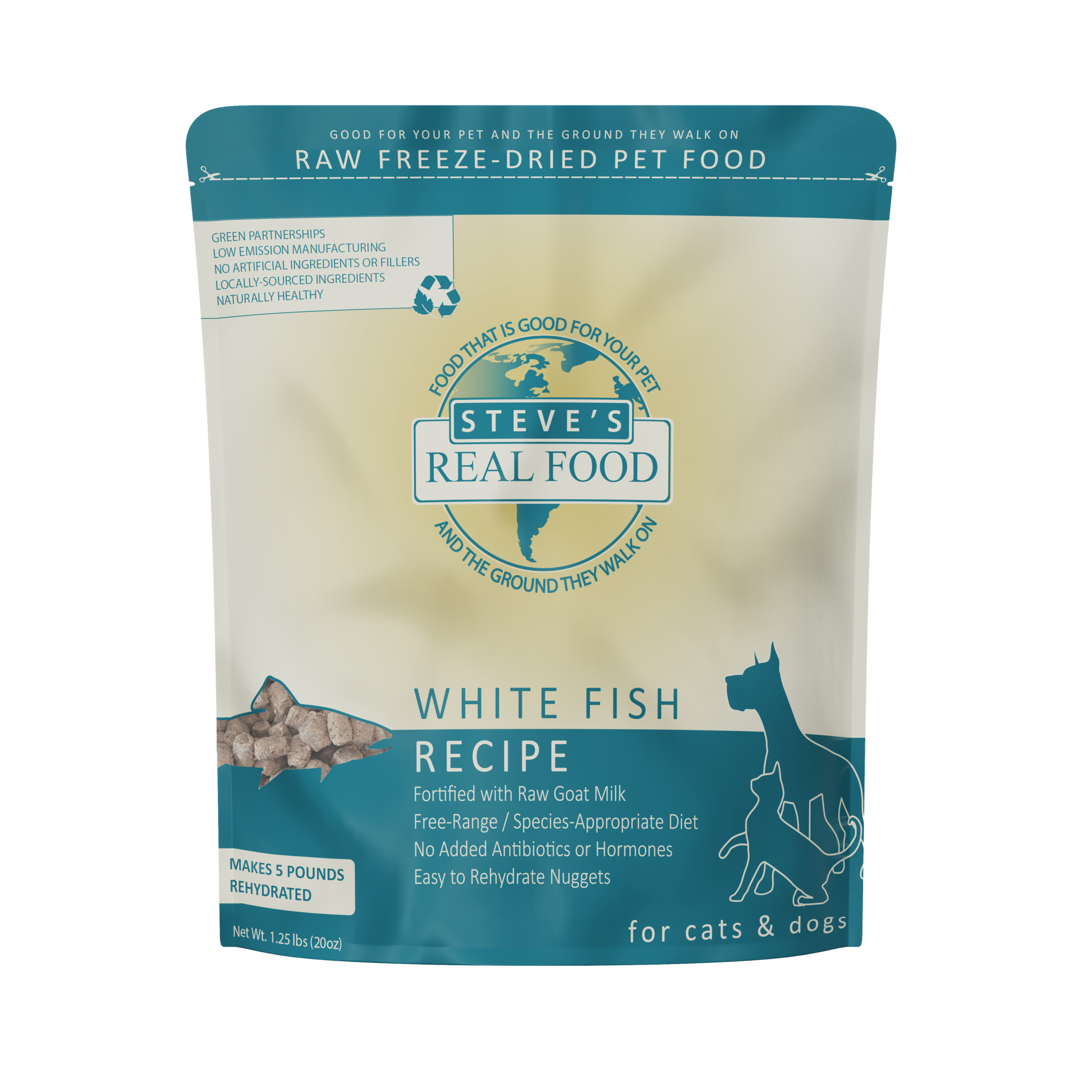 Steve's Real Food Freeze-Dried White Fish Nuggets for Dogs & Cats 20oz - available at Pawmrkt Singapore
