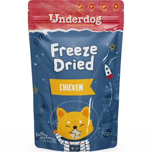 Underdog Freeze Dried Dog Treats 50g -Chicken, Duck, Salmon, Green Lipped Mussel